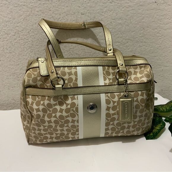 COACH Chelsea Heritage Satchel M1094-F15132 Metallic Tan/Gold, Lavender Lining - Picture 3 of 15